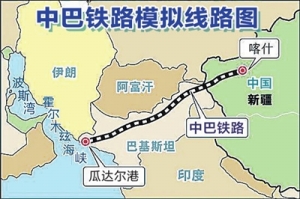 中巴铁路模拟路线图